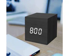 Digital Alarm Clock, Wood LED Light Mini Modern Cube Desk Alarm Clock Displays Time Date Temperature for Kids, Bedrooms, Home, Dormitory, Travel