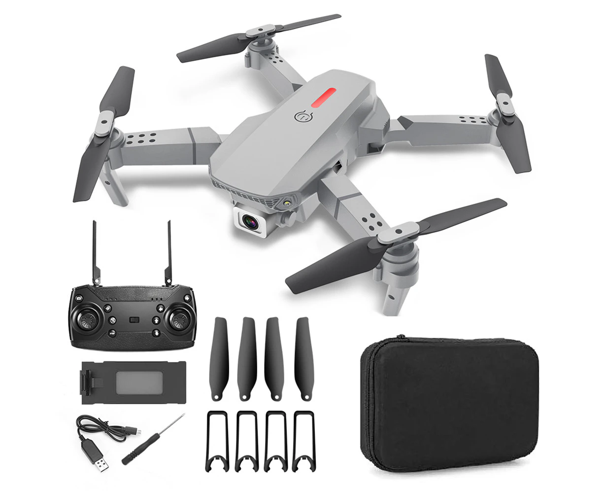 E88 RC Drone 4K Professional HD Dual Camera 2.4Ghz Mini Foldable Quadcopter - Grey