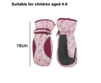 Kids Winter Ski Gloves Mitten Waterproof Warm Snow Gloves for Outdoor Activities - Pink