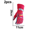 Kids Winter Gloves, Snow Waterproof  Insulated Outdoor Snowboard Gloves - Red