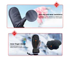 Kids ski gloves winter windproof waterproof riding snow gloves non-slip - Black