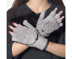 Flip Cute Dual-use Wool Gloves, Warm Autumn and Winter Half-finger and Half-finger Wool Gloves for Women and Men - Light Gray