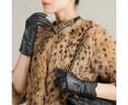 Ladies Fashion Winter Warm Gloves Lambskin Leather Handmade Curved Sheepskin Gloves