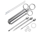 Heavy duty 304 Stainless Steel Meat Injector Kit with 60ml Large Capacity Barrel with 3 commercial Marinade Needles