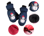 Children's gloves with three layers of thick fleece warm, windproof and waterproof ski gloves - Blue