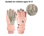 Children's ski gloves autumn and winter outdoor riding cycling extended warm student gloves - Pink