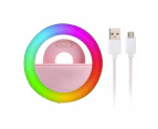 LED Clip-on Mobile Phone RGB Ring Light - Pink
