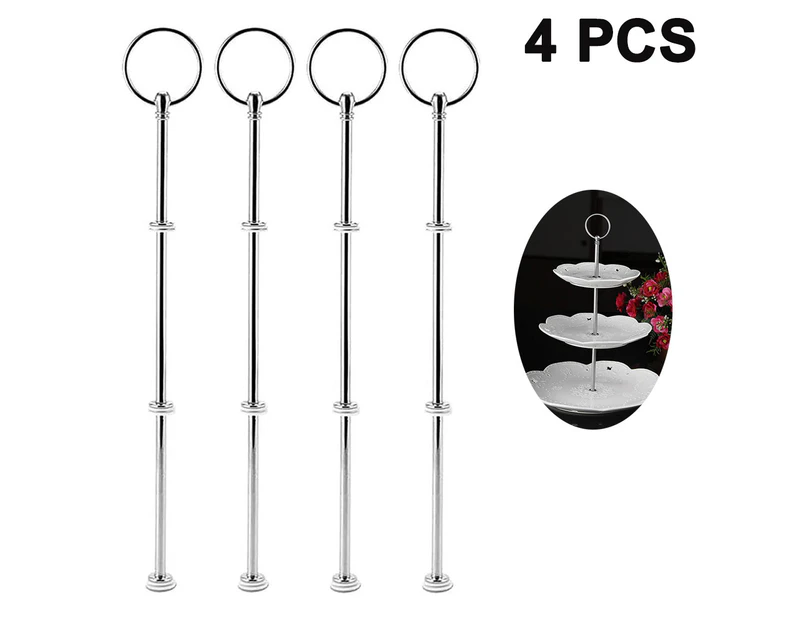 Silver-4 Sets 3 Tier Cake Stand Hardware,Tiered Tray Hardware 3 Tier Cake Stand Fittings Hardware Dessert Serving Tray Stand Handle Hardware Fittings