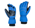 Ski gloves men's and women's sports cycling outdoor windproof and fleece warm - Blue
