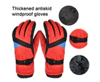 Simple Ski Snow Gloves Winter Warm Waterproof Touchscreen  Women - Red