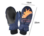 New children's gloves winter warm and finger gloves plus velvet thick ski gloves - Navy blue