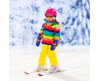 Ski gloves fun printing boys and girls waterproof windproof warm snow play gloves - Blue