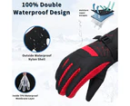 Ski gloves men and women winter warm thickening adult outdoor mountaineering - Red