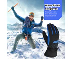 Ski gloves men and women winter warm thickening adult outdoor mountaineering - Blue