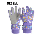Primary school students children's ski gloves  warm and thick five fingers in winter - Purple