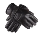 Outdoor sports men's and women's thickened cold-proof skiing warm touch screen gloves - Black