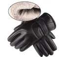 Outdoor sports men's and women's thickened cold-proof skiing warm touch screen gloves - Black