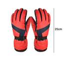 Ski gloves touch screen warm waterproof riding thickening adult cold winter outdoor - Red