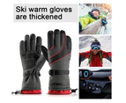 Ski warm thick cotton gloves plus velvet riding motorcycle gloves outdoor windproof - Red