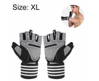Sports Cross Training Gloves with Wrist Support for Fitness, Weightlifting, Gym Workouts - Grey