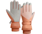 Winter warm cycling outdoor cute ski gloves electric motorcycle waterproof non-slip - Orange