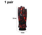 Winter Gloves Men Women Warm Soft Fleece Touch Screen Anti-Slip - Red