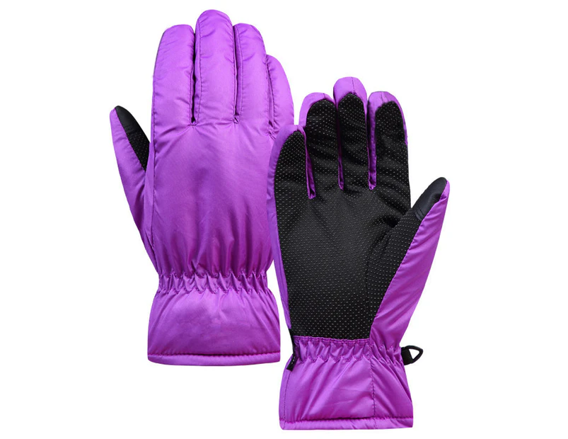 Windproof warm gloves men's winter fleece outdoor riding electric motorcycle gloves - Purple