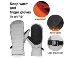 Winter Ski Gloves Waterproof Windproof Snow Gloves  Unisex Lining Warm Gloves - Silver
