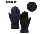 Windproof warm gloves men's winter fleece outdoor riding electric motorcycle gloves - Navy blue