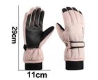Winter ski gloves men and women outdoor riding waterproof non-slip touch screen warm - Pink