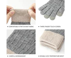 Winter Gloves for Women, Warm Knit Touch Screen Texting Anti-Slip Thermal Gloves with Wool Lining - Grey