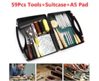 Oweite DIY Leather Craft Hand Tools Kit Stitching Sewing Stamping Punch Carve Work Set( 59 Pieces Tool+A5 Pad+SuitCase)