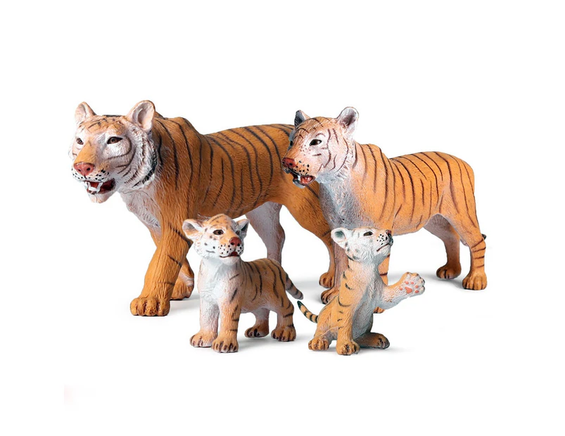 1/4Pcs Kids Cute Simulated Solid Tiger Model Action Figure Toy Desktop Ornament