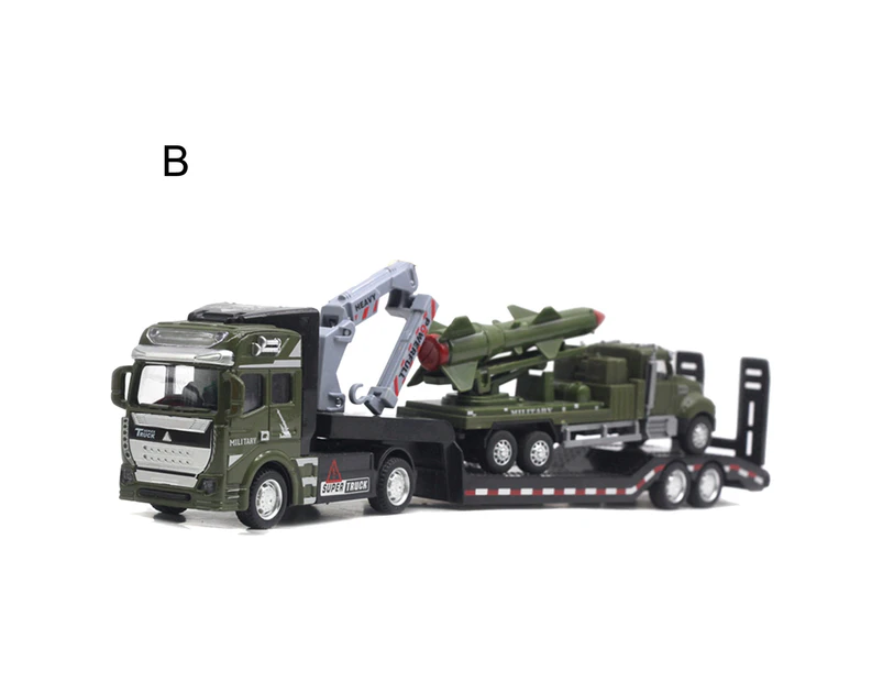 1/50 Scale Army Trailer Model Figure Educational Pull-back Function Army Trailer Missiles Vehicle Model Toy for Student