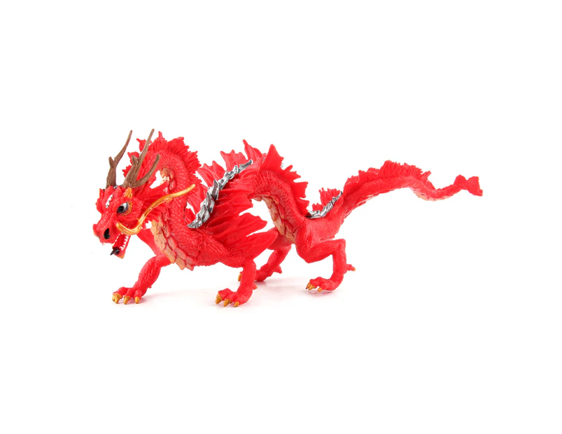 Mythological Dragon Model Collectable Festive Excellent Craftsmanship Dragon Phoenix Animal Action Figure for Decor-Red