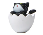 Cat Ornament Lovely Vivid Expression Solid Model Creative Micro Landscape Gardening Doll Collectible Eggshell Cat Figure Decoration Car Decoration-Black