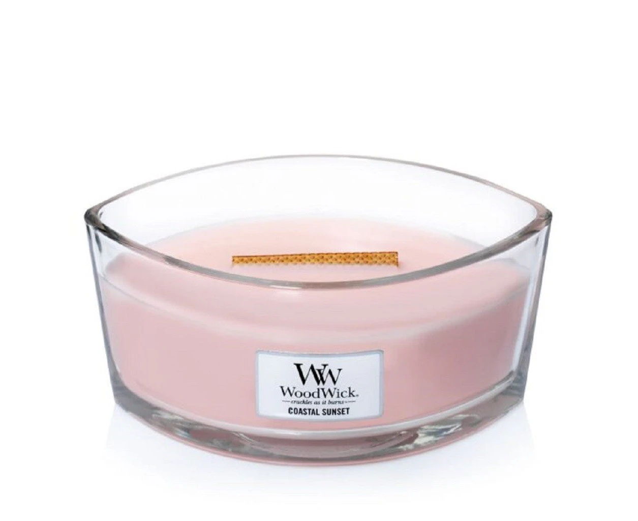 WoodWick Coastal Sunset Ellipse Scented Candle Home Fragrance Wax 19cm Pink