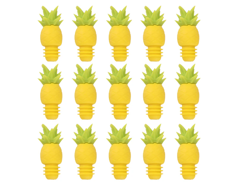 Pineapple Silicone Bottle Stopper Wine Glass Markers, Wine Stoppers Reusable Beverage Bottle Stoppers
