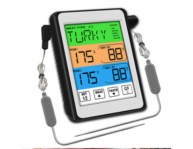 Digital grill thermometer With 2 probes Kitchen thermometer Barbecue smoker Grill thermometer With LCD display thermometer