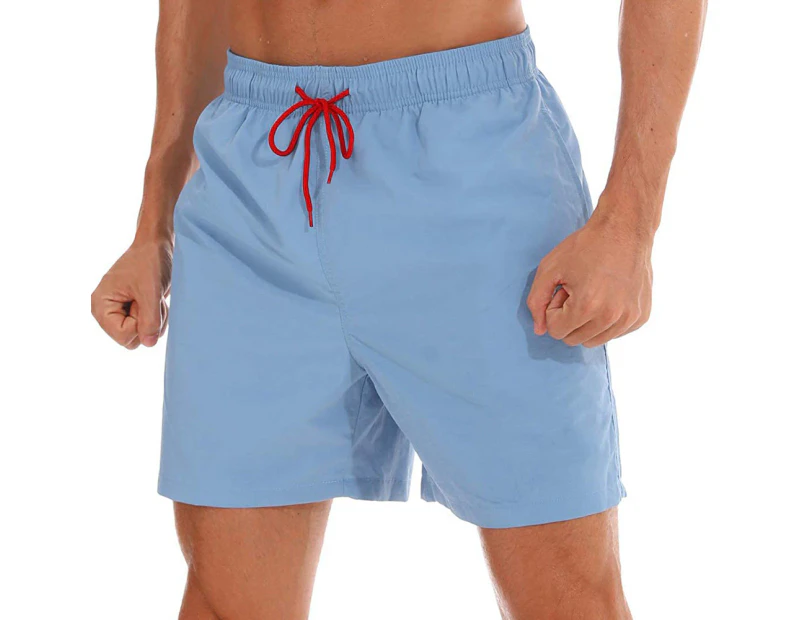 Men's Swim Trunks Quick Dry Beach Shorts with Pockets - Light Blue