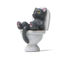 Mini Cat Model High Simulation Vivid Expression Decoration Accessories Toilet Miniature Cat Animal Model Toy for Kids-Grey