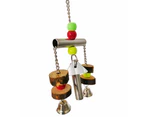Parrot Parakeet Hanging Swing Bell Toy Bird Perch Bar Colorful Beads Cage Decor-Random Color
