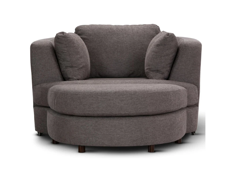 Sunshine Single Sofa Love Chair Fabric Swivel Armchair Ottoman Set - Grey