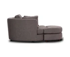 Sunshine Single Sofa Love Chair Fabric Swivel Armchair Ottoman Set - Grey