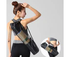 Yoga Pilates Mat Bag Adjustable Mesh Polyester Adjustable Strap Compressed Pouch-Black