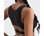 Fitness Bra High Impact Skin-friendly Spandex Universal Women Workout Underwear Vest for Sporting-Black