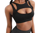 Fitness Bra High Impact Skin-friendly Spandex Universal Women Workout Underwear Vest for Sporting-Black