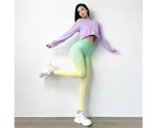 Sport Legging High Waist Super Stretchy Contrast Color Women Yoga Workout Pants for Fitness-Light Green