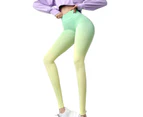 Sport Legging High Waist Super Stretchy Contrast Color Women Yoga Workout Pants for Fitness-Light Green