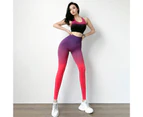 Sport Legging High Waist Super Stretchy Contrast Color Women Yoga Workout Pants for Fitness-Red